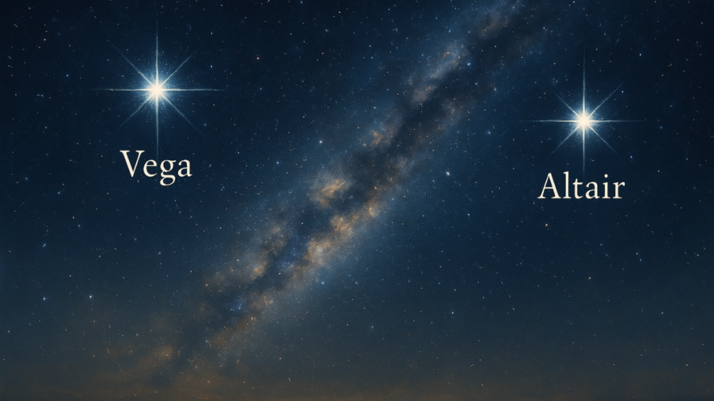 representación de vega y altair como estrellas brillantes