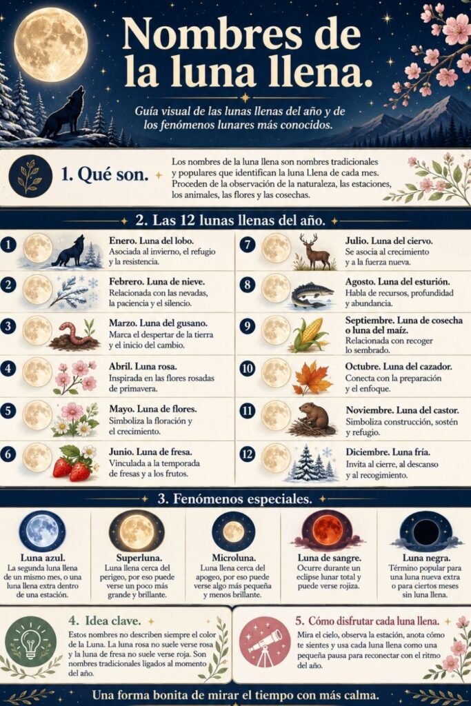 full moon names nombres de la luna llena